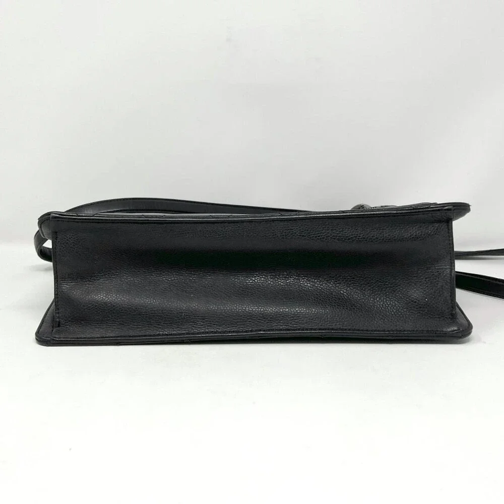 Chanel Black Caviar‎ Leather Quilted Flap Shoulder Bag Silver CC Chain